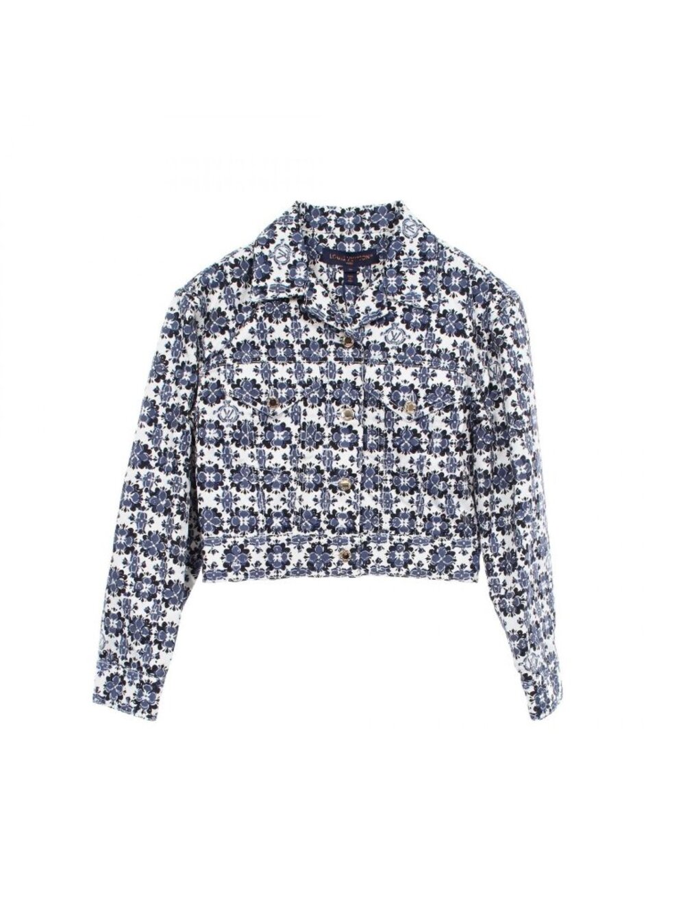 Louis Vuitton Denim Jacket Monogram Flower Short Cotton